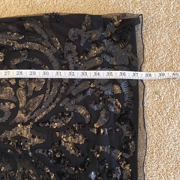 NEW HALE BOB BLACK SEQUIN DRESS LIGHT KNIT BACK SLEEVELESS LINED FRONT PATTERN - Picture 7 of 11